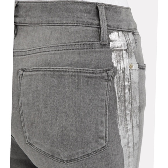 Frame Denim Le High Straight Metallic Silver Foil Tux Jeans Grey Size 25 NEW - Picture 7 of 13